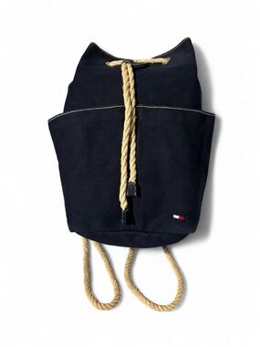 Tommy Hilfiger Navy Canvas Rope drawstring Backpack